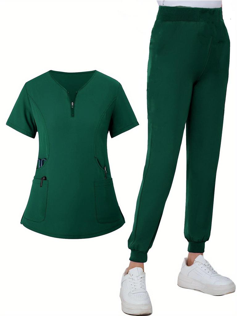 Elastic V-neck Surgical Gown Set - Long/Short Sleeve for Dental, Hospital, and Medical Staff