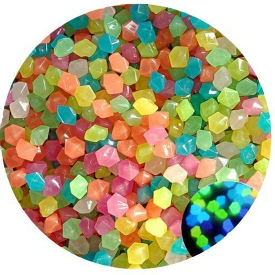 50-Pack 9mm Octagonal Fluorescent Stones for Garden or Fish Tank