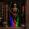 Automatic Dancing Skeleton Halloween in Casket, Light Up Musical Toy with Desktop Decoration LED Lights, Spooky Animated Decor, Party Haunted