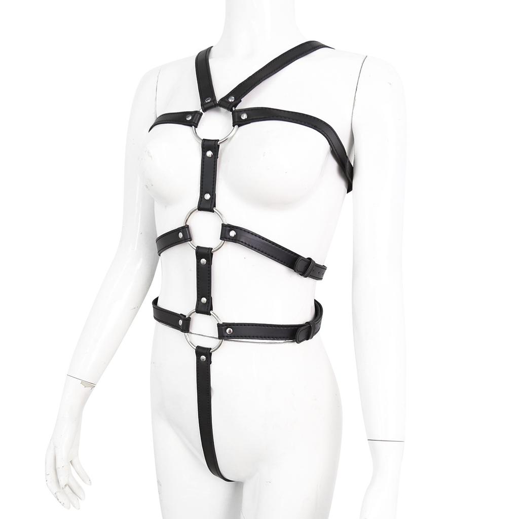 Sexy Slave Play Bandage Toys Leather Body Bondage Set Restraint Straps  Belt Hand Behind Back Sex Handcuffs Couple Flirting