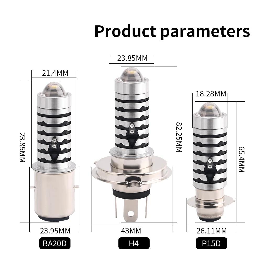 BA20D LED Motorcycle Headlight Bulb Canbus High Low Beam Spotlights Scooter Fog Lights Moto Accessories 12V White White Yellow