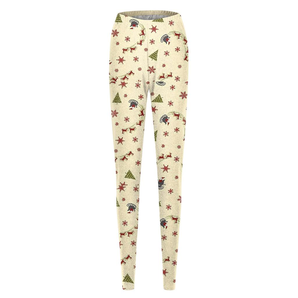 Women Fashion Christmas Print High Strength Elastic Belly Soft Leggings