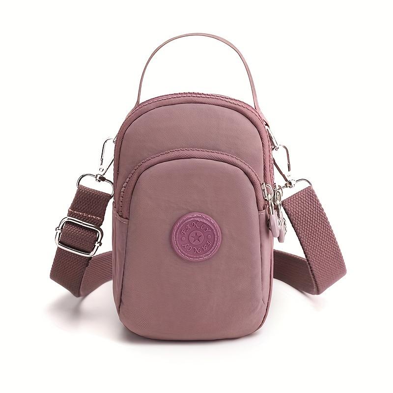 

Минималистичная однотонная сумка через плечо, универсальная сумка для хранения телефона на молнии, женская сумочка для хранения розовый