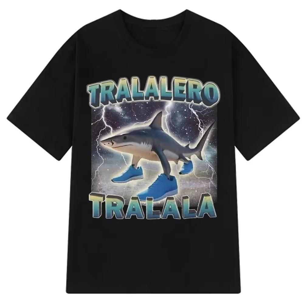 Tralalero Tralala  T-shirt Tungtung Sahur Brainrot Kids Anime Tees Boy Girl Summer Short Sleeve 3d Tops Children Clothes