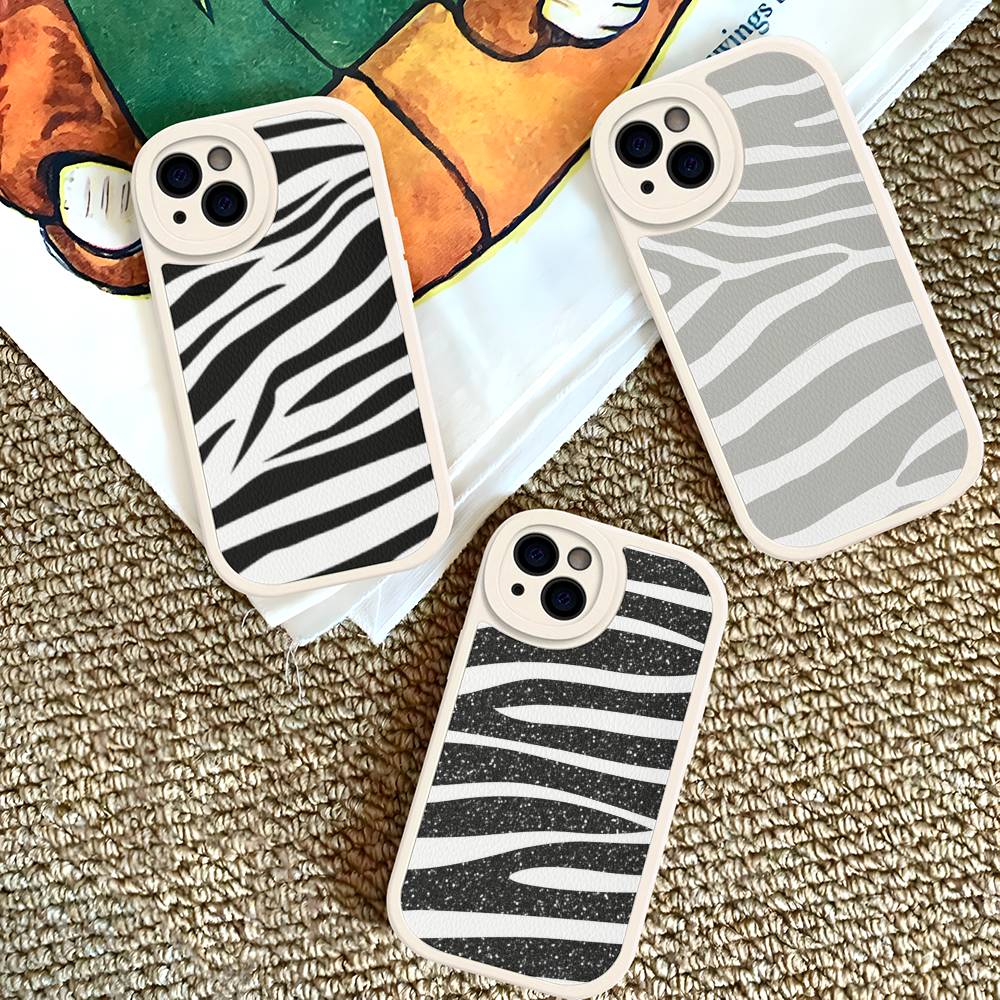 Zebra Pattern Art For IPhone 16 15 14 13 12 11 Pro Max Plus Leather Phone Cover