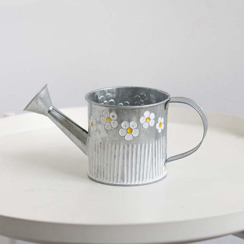 Vintage Embossed Iron Flower Pot Small Flowers Vase Watering Can Hanging Plant Balcony Bucket Home Garden Decorations Ornaments