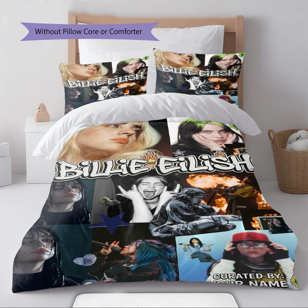 Name Custom Billie Poster Pattern Bedding Set Quilt Cover Pillowcase Home Decor Gift (1 * Duvet Cover + 2 * Pillowcase, Without Core)
