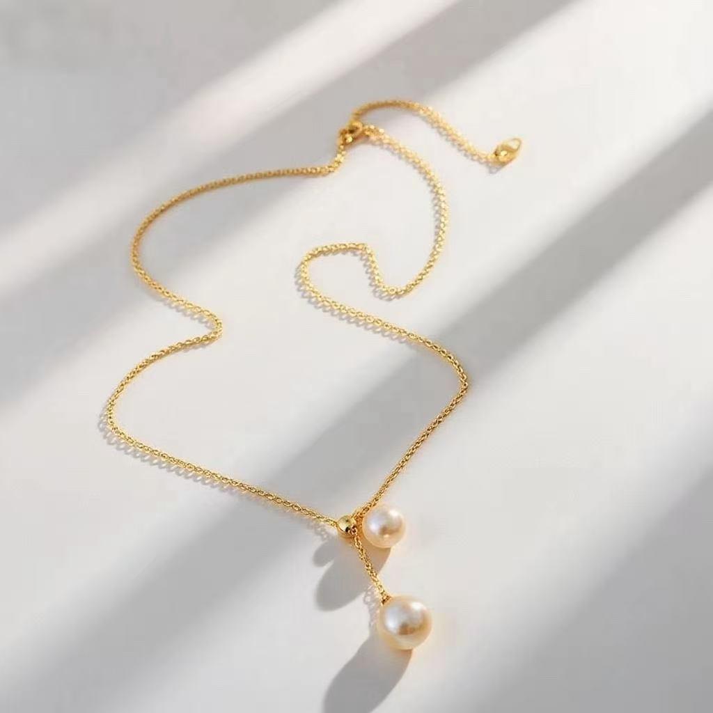 Luxurious Niche Pearl Tassel Choker Necklace for Women - Exquisite Light Luxury Shell Pearl Clavicle Chain