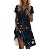 Women's Casual Fashion Stand Collar Floral Print Short Sleeve Dress