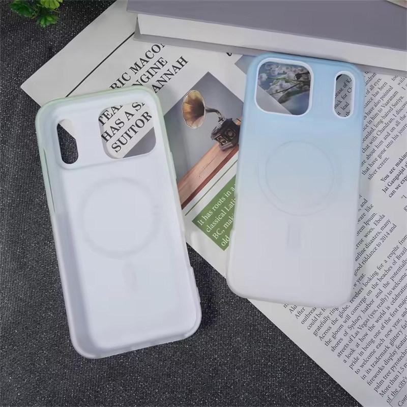 Luxury 2 in 1 Gradient Jelly Magnetic Case For iPhone 17 Air 16 15 14 13 12 11 Pro Max Plus For Magsafe Wireless Charging Matte Cover
