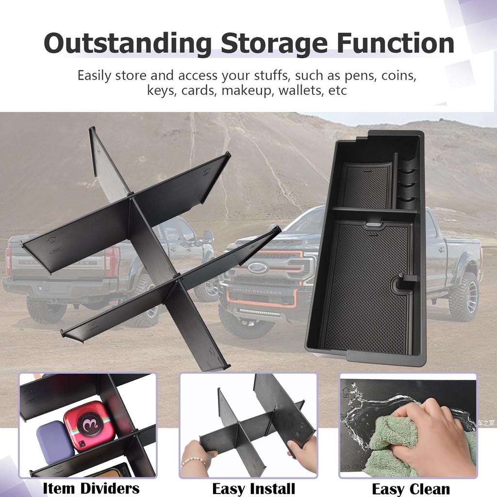 Für 2025 2025 2025 Ford F250 F350 F450 F550 Mittelkonsolen-Organizer Armlehnen-Ablagefächer Fach Sekundärbox Autozubehör