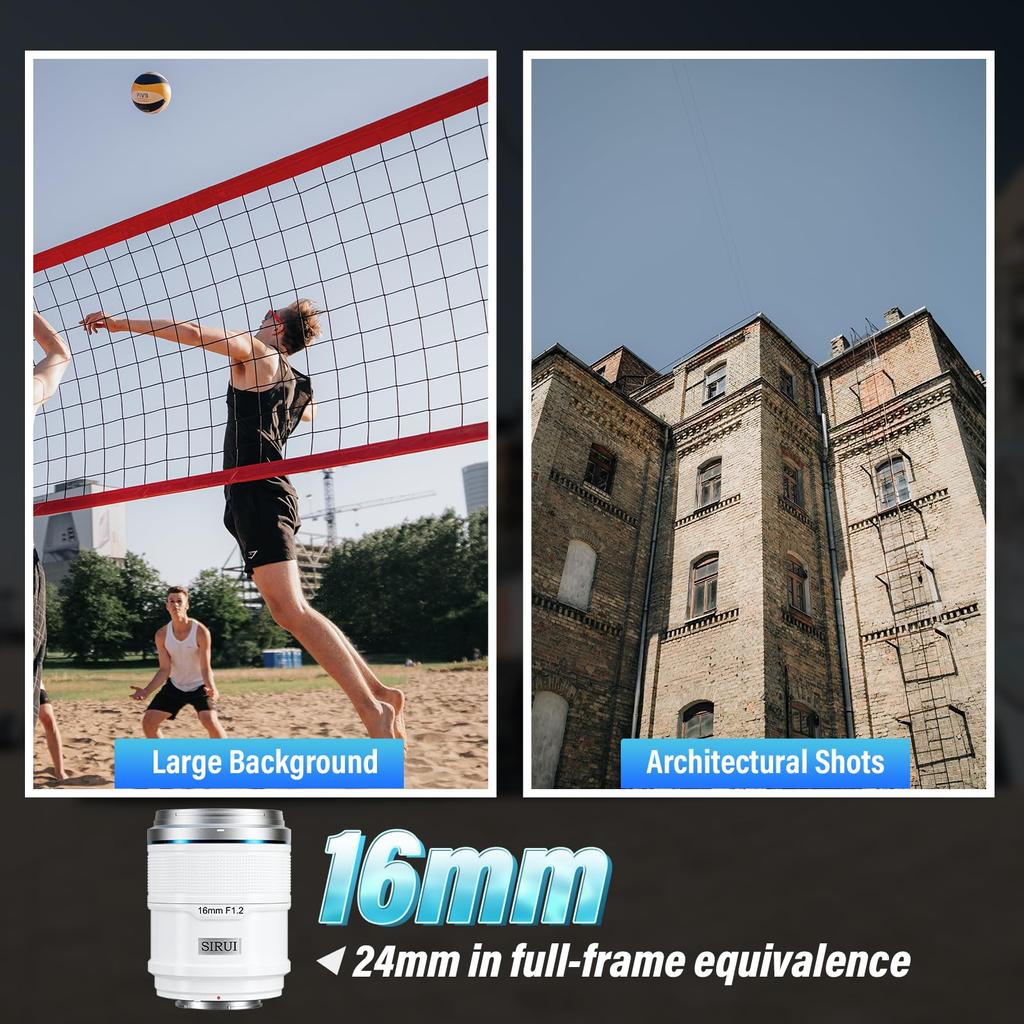 SIRUI Sniper 16mm Autofocus Wide Angle Camera Lens for Zfc Lens, F1.2 APS-C Z8, Z9, Z5, Z6, Z7, (Z Mount, White)