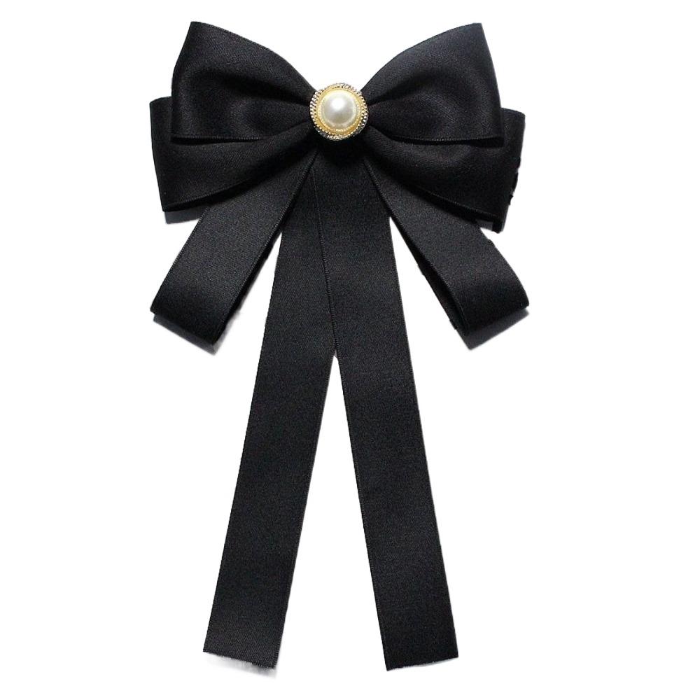Back Pin Memorial Black Ribbon Brooch DIY Badge Accessories Rhinestones Bowknot Brooches Queen Mother Black Bow Ties