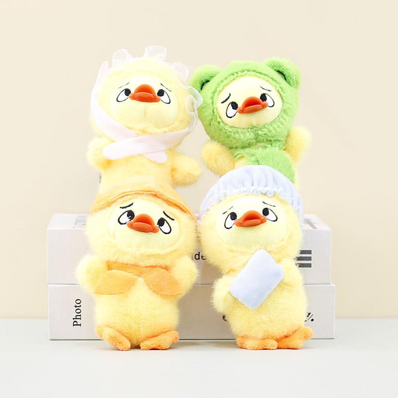 Fluffy Plush Annoying Duck Keyring Short Plush Animal 14cm Fun Desk Accessory