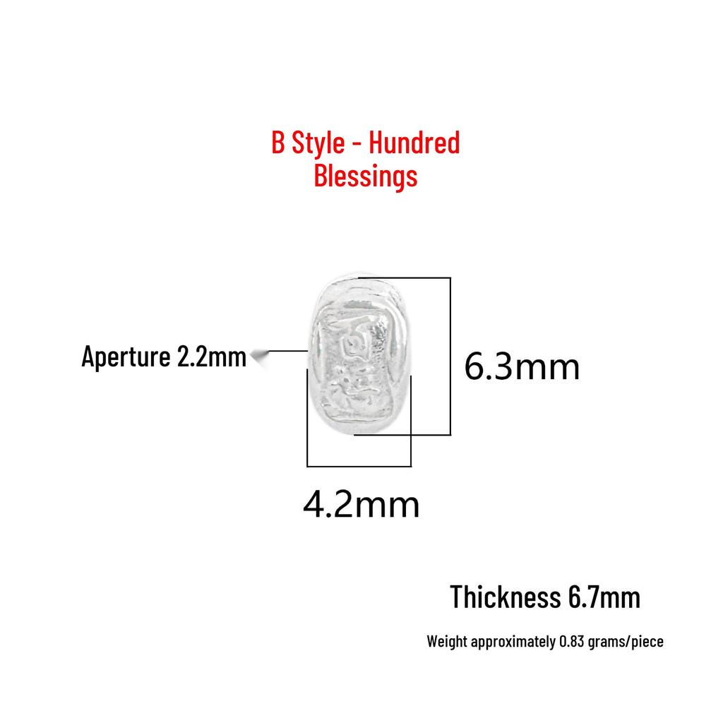 S999 Sterling Silver Good Luck Spacer Beads for DIY Crystal Bracelet or Necklace - Irregular Shape Rope Accessories