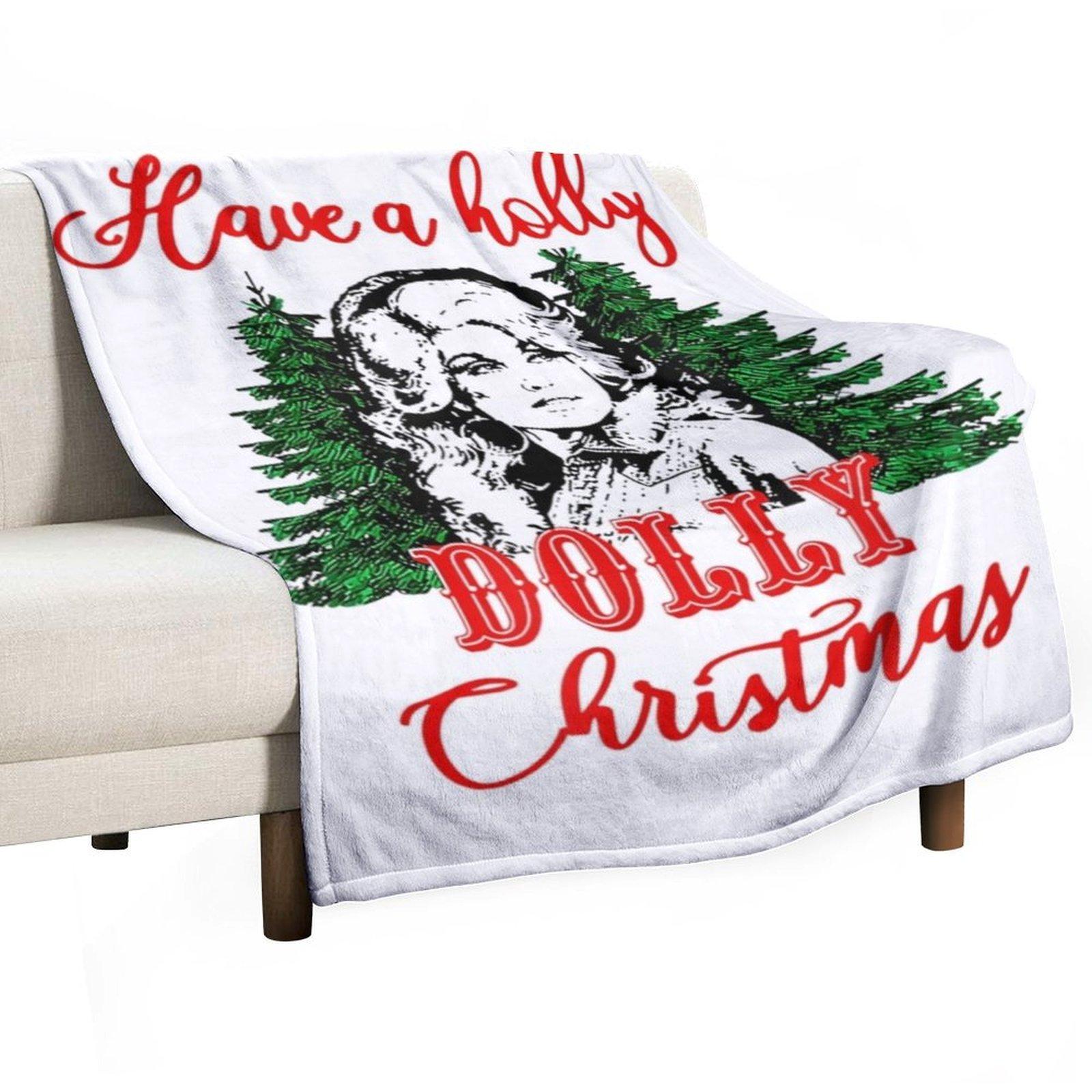 Have A Holly Dolly Christmas Matching Family Pjs Xmas Tee Throw Blanket Beach heavy to sleep Furry Large Blankets 30x40in