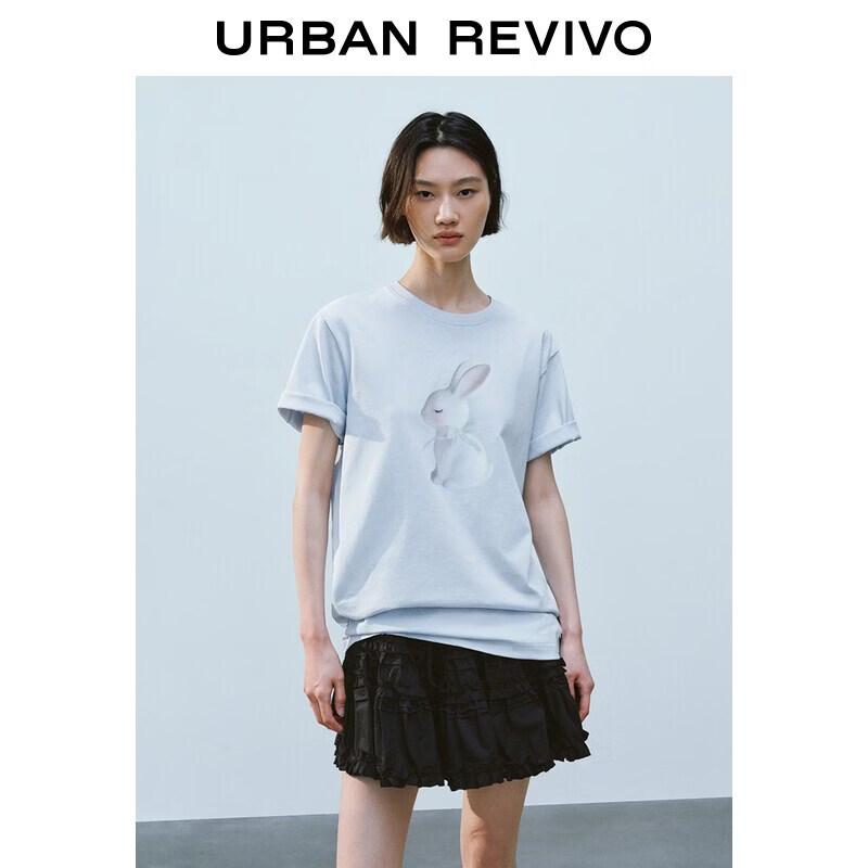 UR2026 Women s Sweet Rabbit Print Cotton T-Shirt XL