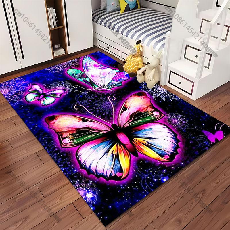 Lebendige Schmetterlinge strahlende kosmische Schönheit Teppich Yoga Wohnzimmer Zimmerdekoration Kinder Krabbeldecke Fußmatte Bereichsteppich