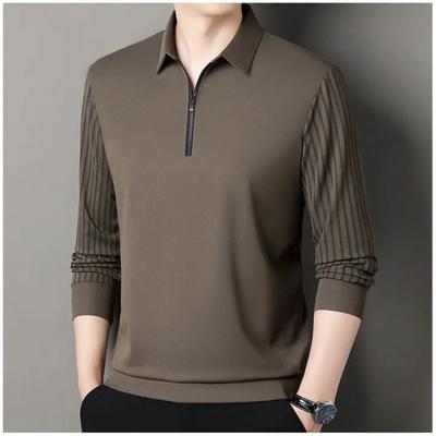 Autumn New Zipper Polo Shirt Top Shirt Collar Casual Men's T-shirt