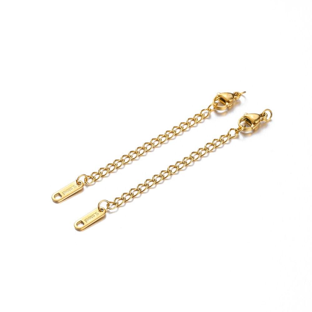 10 sztuk łańcuszki przedłużające ze stali nierdzewnej z karabińczykami złącze naszyjnik z ogniwami ogon robienie DIY akcesoria do bransoletek