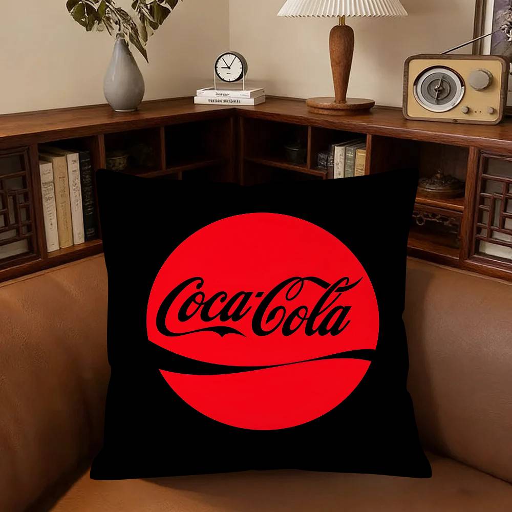CCoca CCola Pillow Case Fashion Square Pillowcase Bedroom Sofa Room Ins Decoration Leisure