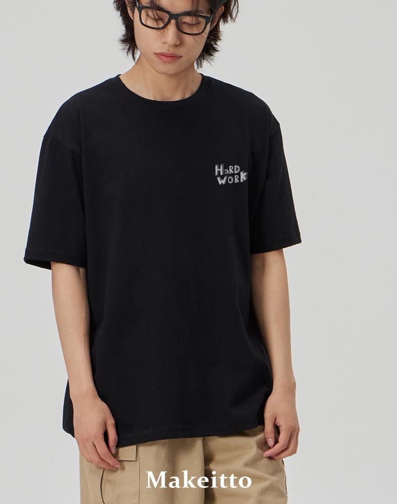 MAKEITTO [Hard Work] Crew Neck Tee_Black
