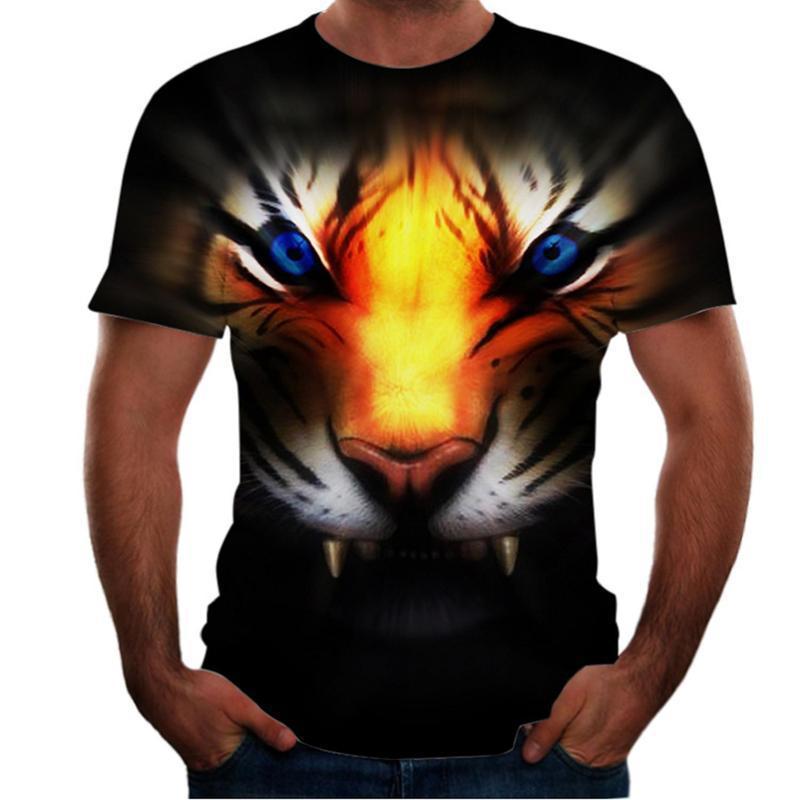 Animal Tiger 3D T-shirt Men's Lion Short Sleeved Men's Quick Drying T-shirt