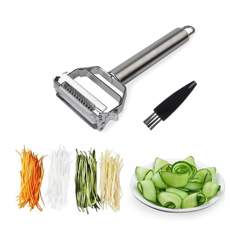 Stainless Steel Vegetable Peeler 4-in-1 Multi-Function kitchens accessories with clean brush for Potato Carrot Cucumber