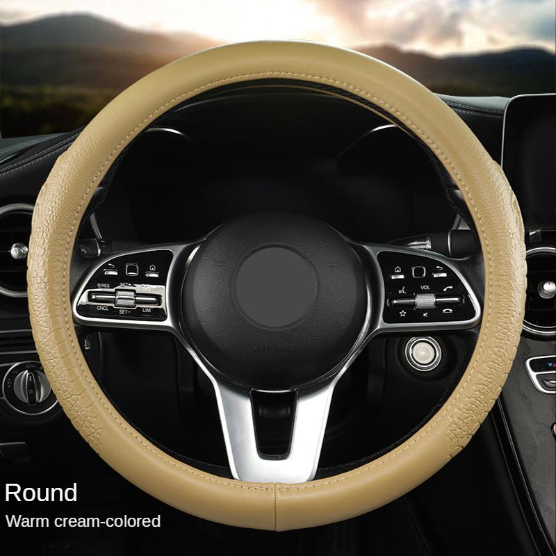 Crocodile Grain Steering Wheel Cover Rear Leather Protective Case Car Steering Wheel Universal Alligator Handle Cover D