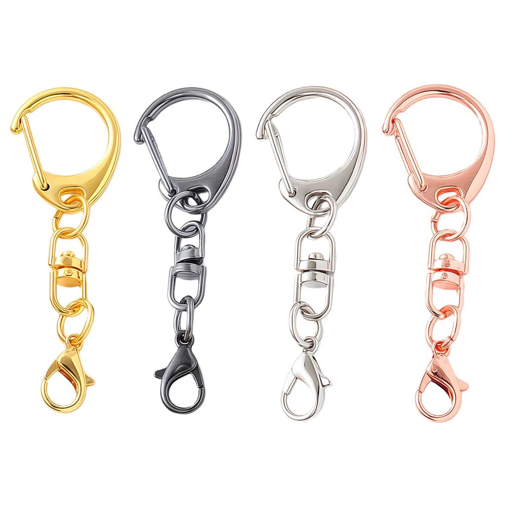 5/10pcs D Snap Hook Keychain Swivel Clasp Keyring with Lobster Clasps Rings Buckle for DIY Pendants Key Chain Making Supplies