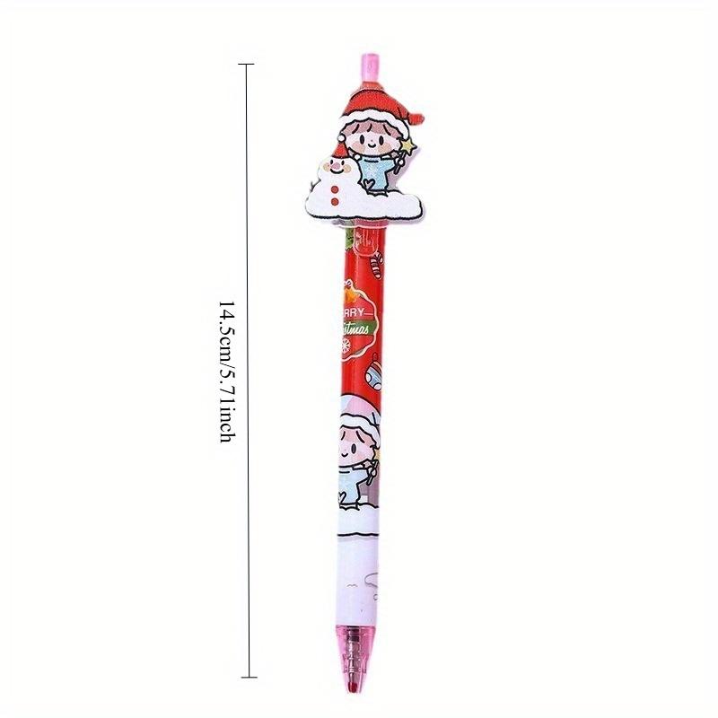 48Pcs Creative Cartoon Christmas Acrylic Patch Press Pen Cute Shape Neutral Pen High-value Gift Pen 0.5mm Black Back To School Season