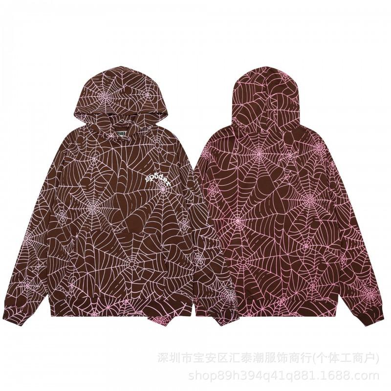 Sp5der All-Over Print Hooded Sweatshirt Jogger Set Unisex Streetwear Loose Fit Cotton Fleece