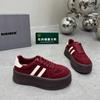 Cowhide Version~ Leather Platform German Training Shoes Women's 2025 New Versatile Round Head Lace-up Bread Shoes Casual Sports Board
