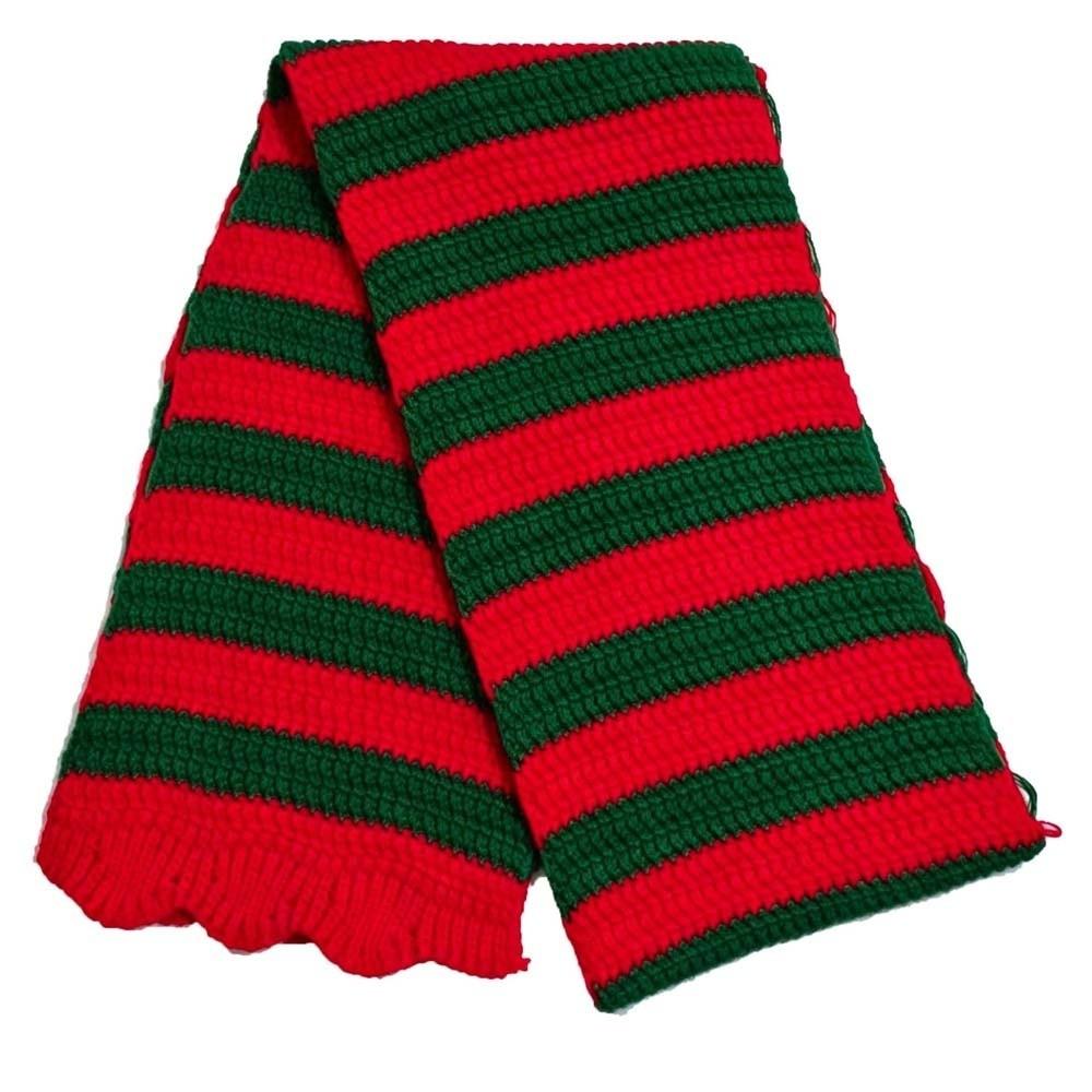 Thermal Yarn Christmas Hat Scarf Striped Pattern Knitted Holiday Scarf Xmas Beanie Merry Couples