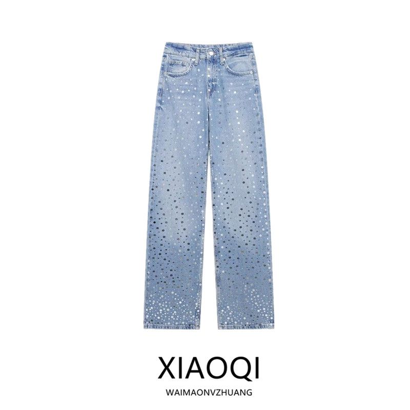 Fashion Style 2024 Autumn New Women's Clothing Slim Looking Commute Leisure Easiest for Match Wide Leg Denim Pants 6688216