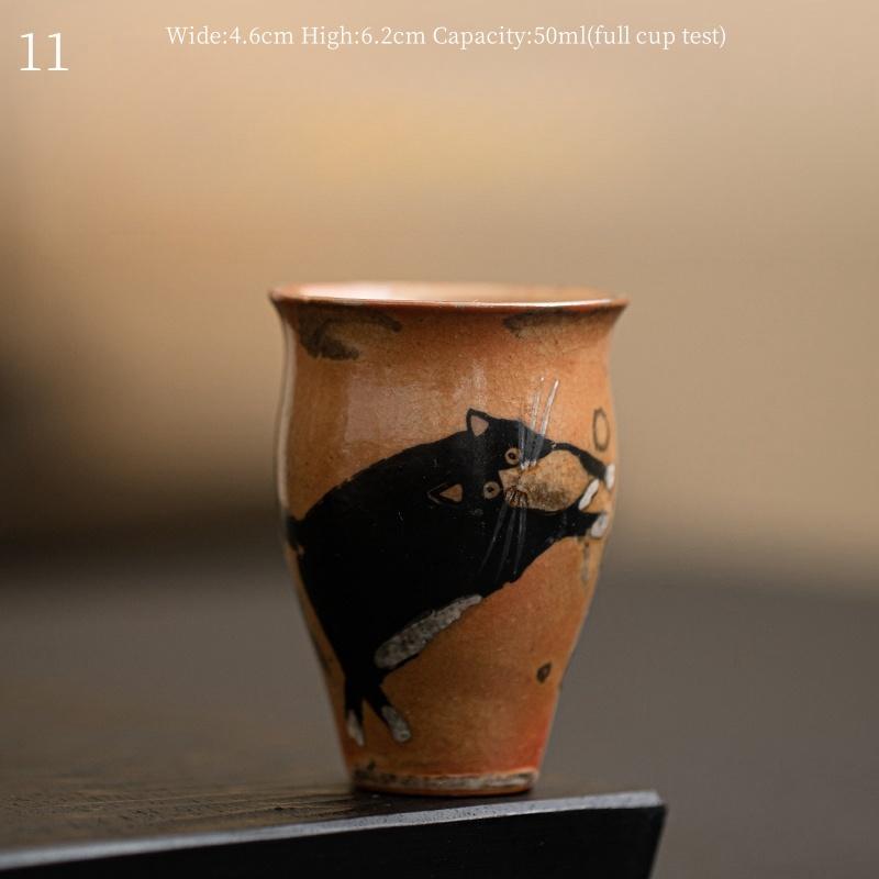 60ml Cute Zhi Ye Cat Teacup Chinese Ru Yao Ceramic Opening Cup Pottery Beautiful Cups Tea Cup Set Teaware For Tea Ceremony