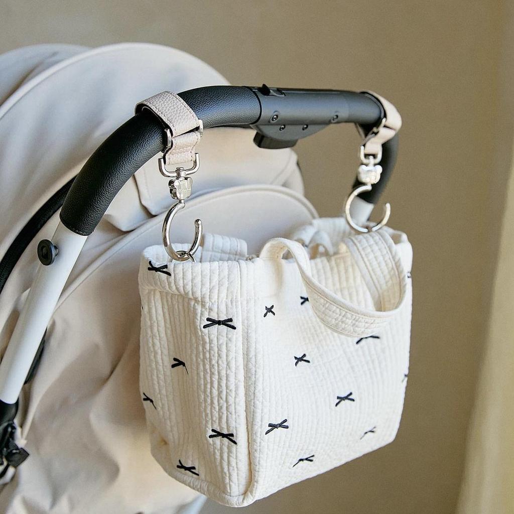 Butterfly Embroidered Quilted Diaper Tote: Large Capacity Mommy & Baby Stroller Organizer