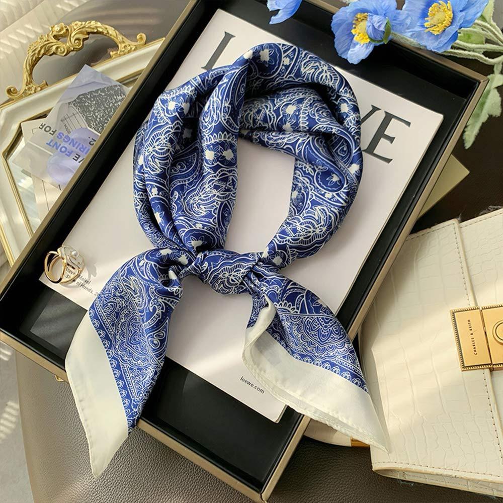 

Двусторонний платок для волос с цветочным узором, шейный платок, модный головной платок, женский 6