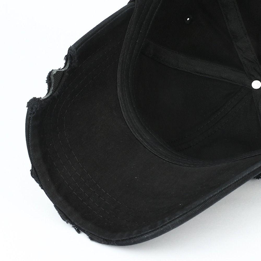 Retro Ripped Brim Hole Baseball Cap Adjustable Casual Baseball Hats Visor Distressed Peaked Cap For Man Women Unisex