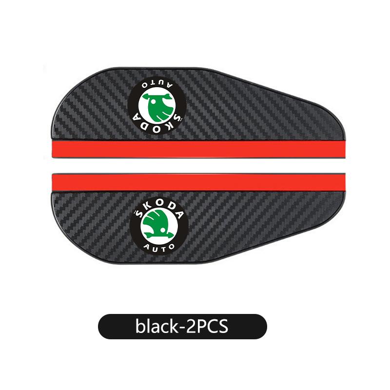 AAAJD1 2PCS Carbon Fiber Car Rearview Mirror Rain Eyebrow Sticker For Skoda S Kodiaq Octavia 2 3 Yeti Karoq Rapid Fabia VII VRS