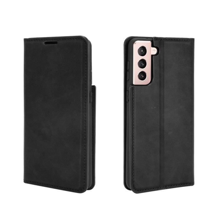 For Samsung Galaxy S21 5G Retro-skin Business Magnetic Suction Leather Case with Holder & Card Slots & Wallet(Black)