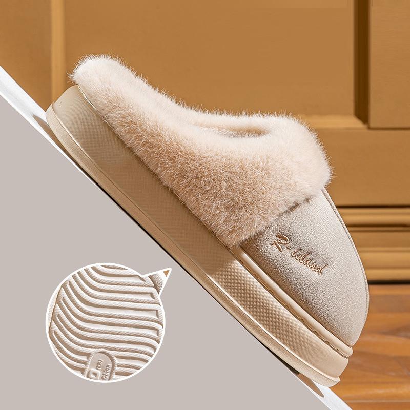 Fashion Shevalues Women's Fluffy Slippers 2024 New Winter Fuzzy Cotton Shoes Platform Fur Cotton Home Shoes Women Plush House Slippers