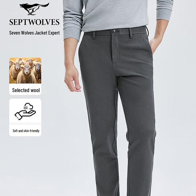 

Septwolves Men s Winter Thickened Wool Blend Casual Pants 29