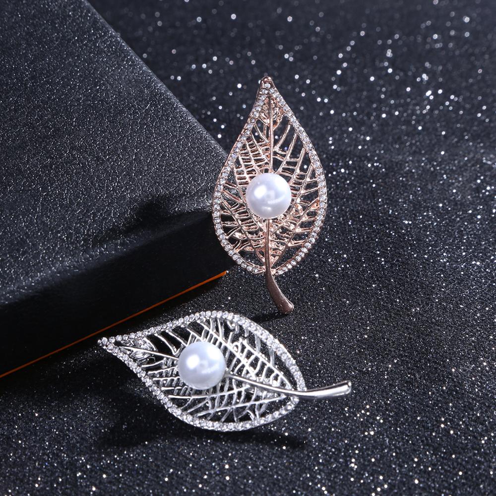 Spille da balia Foglia di Cristallo per Donne Spille Statement con Perle Grandi Accessori da Festa di Alta Qualità Gioielli Foglie Charm Moda Donna