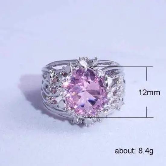 Huitan Luxury Cocktail Party Women Ring With Pink Stone Fashion Thin Twig Band Trendy Anniversary Gift Birthday Present Ring