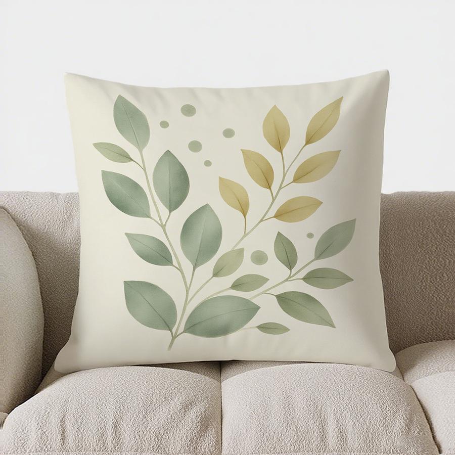 Home Decor Elegant Leaf &amp; Dots Pattern Throw Pillow Pattern Cushion Cover Suitable For Sofa Bedroom Car Pillow Cover