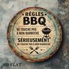 1pc 8x8in Retro BBQ Rules Don't Touch My Grill Sign, Vintage 2D Flat Round Plaque for Patio Kitchen