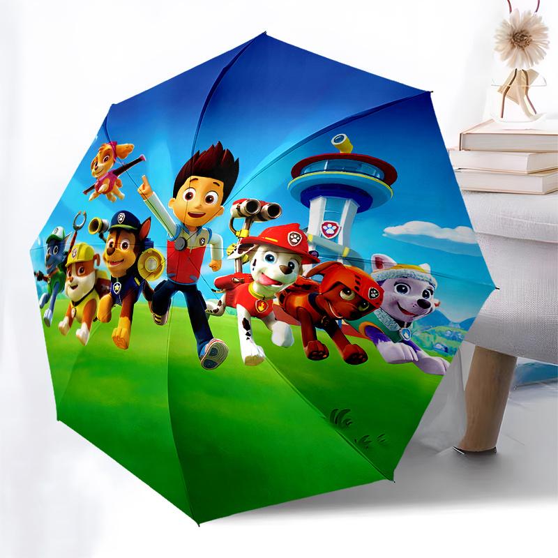 Paw Patrol Kids Birthday Cake Topper Round Umbrella, Cute Umbrella with Cute Design, Portable 3-Fold Compact Umbrella for Men & Women, Valentine's Day