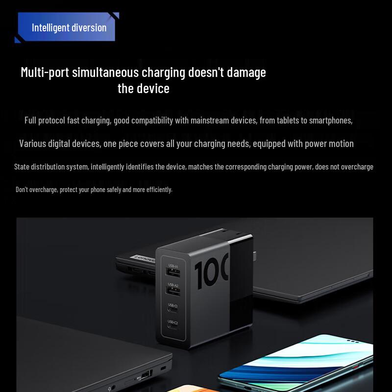 Lenovo thinkplus 100W GaN 4-Port USB-C/A Charger