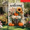 Autumn Pumpkin Welcome Garden Flag 2-28X40 Inch Outdoor Garden Flag Double-Sided Home Decoration Courtyard Decoration Outdoor Decoration Lawn Decorati